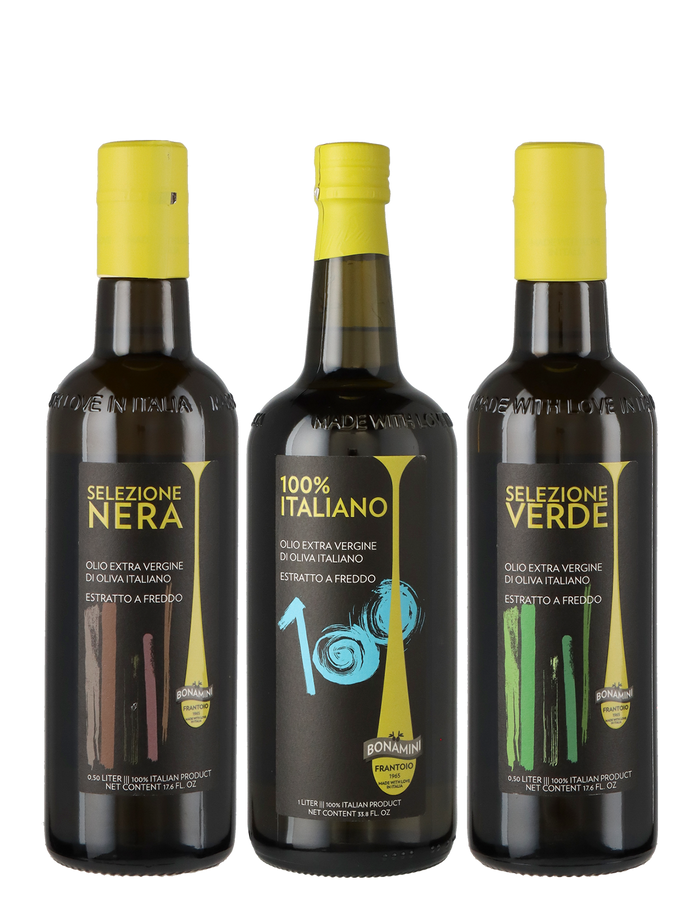 Olivenöl 3er Set San Felice, Selezione Nera Or de Noires & Verde Vert des Verdes