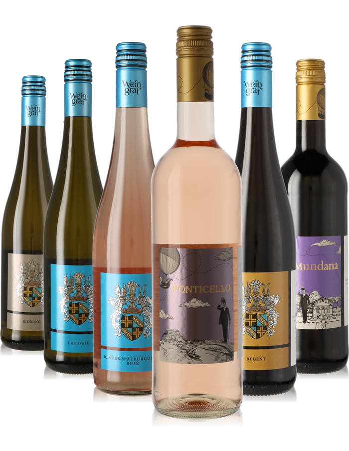 6er Weinpaket lieblich und süß, Weißwein, Rosé, Rotwein