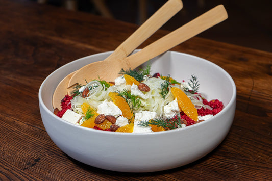 Rote Bete Couscous mit Orange, Fenchel und Schafskäse