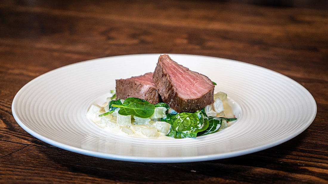 Kalbsfilet mit Kohlrabi-Spinat-Ragout