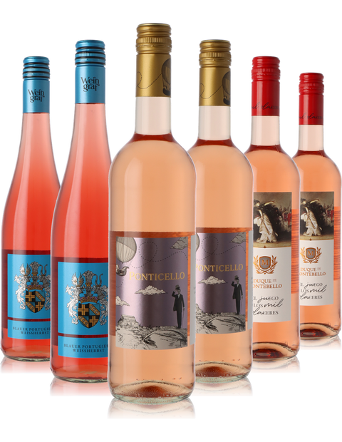6er Weinpaket Roséwein lieblich, aus Spanien, Italien & Deutschland