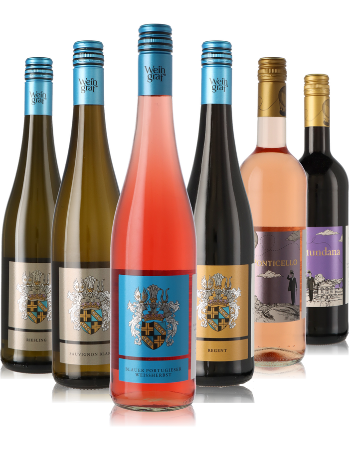 6er Weinpaket lieblich und süß, Weißwein, Rosé, Rotwein