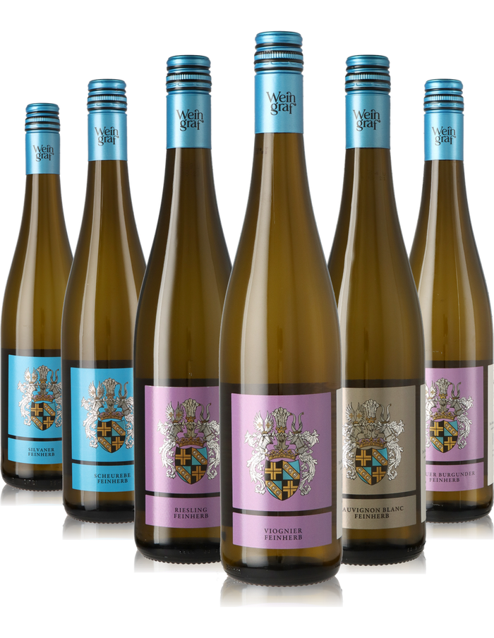 6er Weinpaket halbtrockene/feinherbe Weißweine aus Deutschland