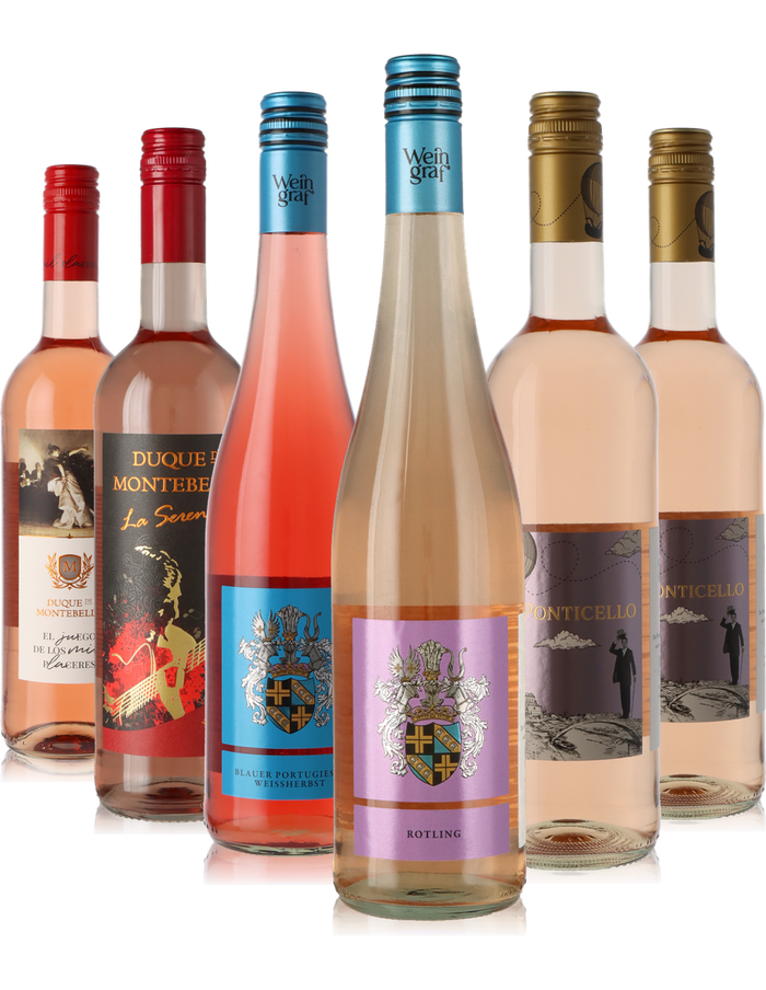 6er Weinpaket Roséwein lieblich, aus Spanien, Italien & Deutschland