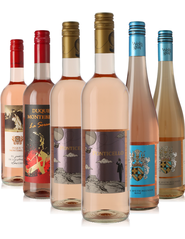 6er Weinpaket Roséwein lieblich, aus Spanien, Italien & Deutschland